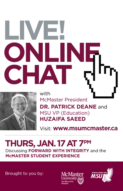 live chat with mcmaster president dr patrick deane msu mcmaster chat with the president flyer